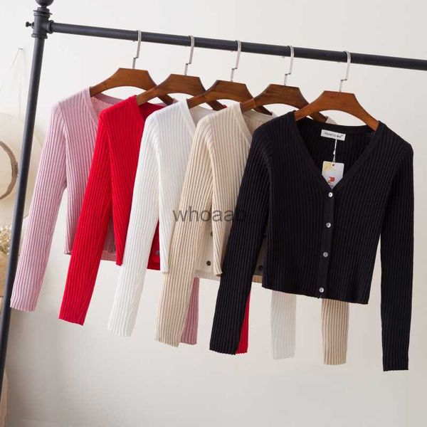 Cardigan Black Crop Courped Style Knited Sweater Sweatter Sweaters Top Knit Ladies Mulheres do Casaco Mulher Primavera 2023 Blouses HKD230815