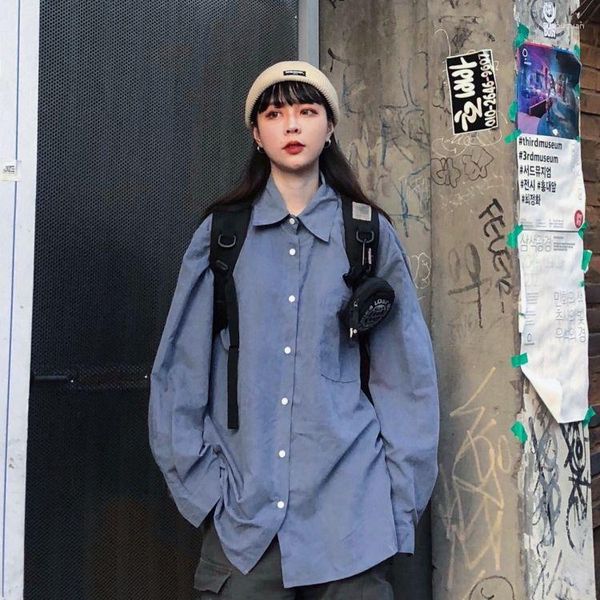Camicette femminili camicia lunga camicia lunga camicia studentessa vintage sciolta donna abbigliamento coreano donna 2023 designer di lusso moda chic