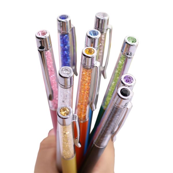 Ballpoint Pens 20 шт. Crystal Pen Metal Penpoint Pen Pend Pend Compacitor Pen Студенческие канцелярские канцелярские принадлежности, написание рекламного роста 230815