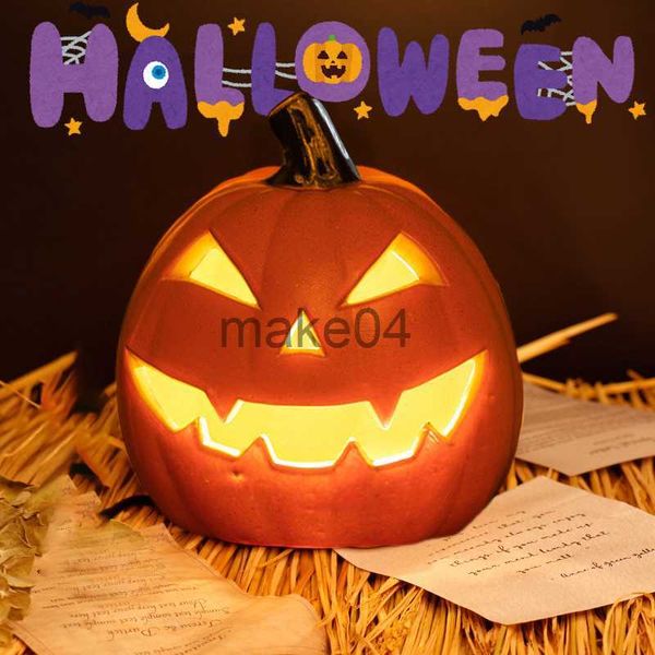 Articoli novità 24 cm Halloween Lampada a led di zucca Creative Lantern Decoration Flashing Ghost Festival Glowing Shopping Park Garden Decorat J230815