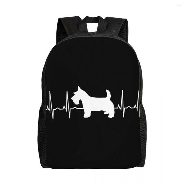 Backpack Scottish Terrier Dog Heartbeat Laptop Men Women Bookbag básico para estudante universitário escolar Scottie Bag