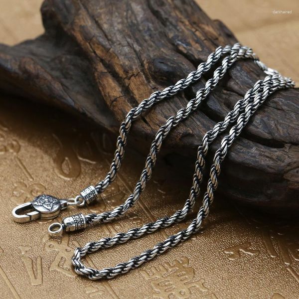 Ketten fest Silber 925 Einfache verdrehte Kette Herren Halskette Thai Sterling Jewelry Accessoire Kurzes Design kostenloser Box