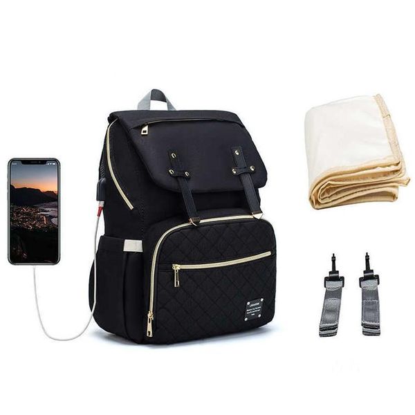 Sacchetti per pannolini Lequeen Iaper Bag di grande capacità USB Mummy Travel Backpack Designer Infermiere per assistenza per bambini 210831 Delivery Delivery Kids Mate Dhtol