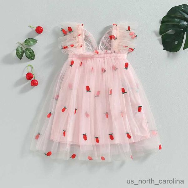 Abiti da ragazza Abito per bambini Dress Abito estivo Summer Stample Stampa farfalla Ali senza maniche Dance Dance Mesh Princess Abiti R230815