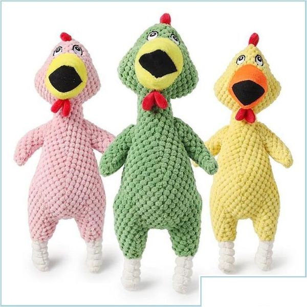 I giocattoli per cani mastica animali domestici che urlano il giocattolo del suono di pollo per cani super resistenti divertenti stripidi mticolor peluche mastica