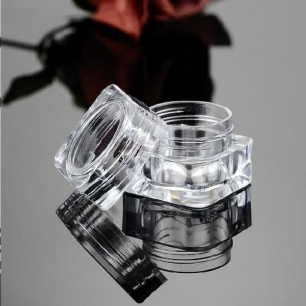 Frascos quadrados transparentes 5ML 5G com tampas de rosca para maquiagem, loção, cremes, sombra, amostras de produtos cosméticos Jeffw