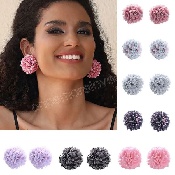 Neue handgefertigte Stoff Rose Blume Ohrringe Frauen Mädchen Stoff Ohrringe Böhmische Modedesign Retro kleine Hölzer Ohrringe Schmuck