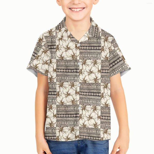 Camicie casual maschile kid boy polynesian tribale samoan totem tatuaggio samoa stampe per bambini camicetta camicia cardigan per bambini piccoli