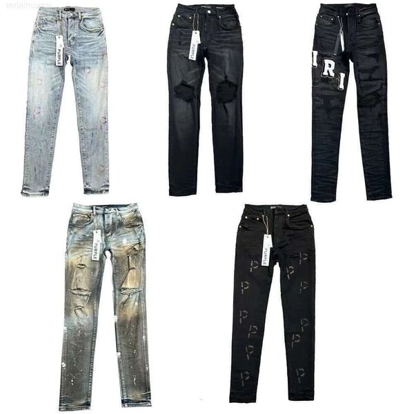 Mano di marca viola Mens Jeans Designer Style Denim Pant in difficoltà Biker Black Blue Jean Slim Fit size 28-40651