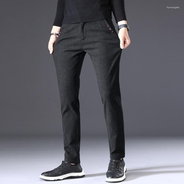 Herrenhosen Herren Vlies Dicke Männer passen formelle Hosen hochwertige Marke Business Black Grey Warm Slim Long Casual Casual Casual Casual