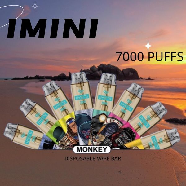 Imini 7000 Puflar Tek Kullanımlık E Sigara 6 Renk RGB 15ml 850mAh Şarj edilebilir Tek Kullanımlık Vape Cihazı Ayarlanabilir Hava Akışı Sızdır Dışı Buhar 0% 2% 3% 5% 5 Fabrika beslemesinden% 5% 5% 5