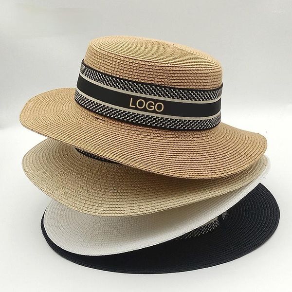 Chapéus largos de chapéus de primavera Raffia Straw Hat Letter Letra Big Ladies Sun Seaside Viagem Viagem de alta qualidade