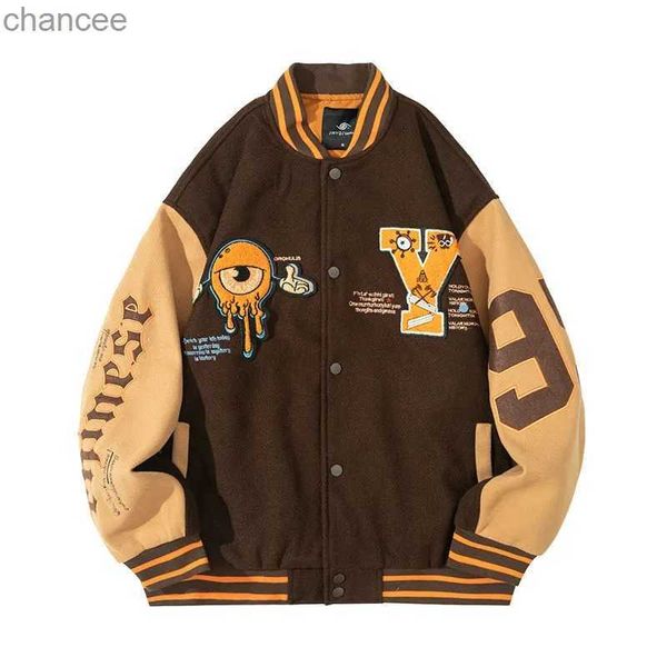 Y lettera varsity da baseball bomber giacca uomini cotone cappotti oversize da donna capri oversize neri marrone hip hop university uniform uniforme sciolta hkd230815