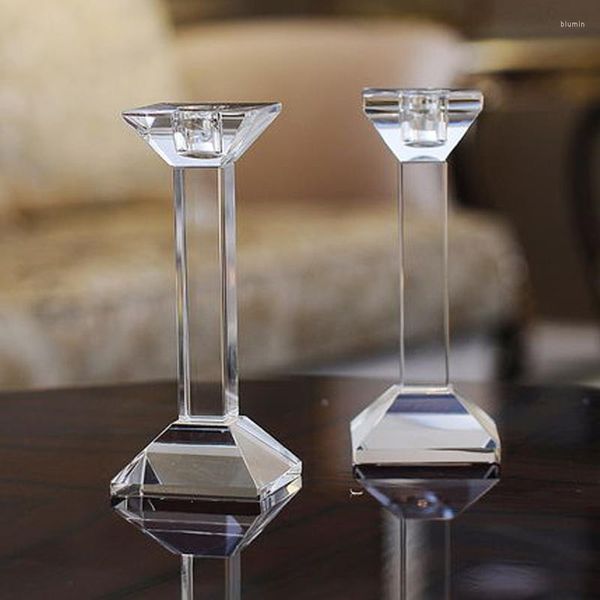 Titulares de velas Modern Crystal Glass Minimalista Votivo Matriz Matriz Stick Candelabra Wedding Decoration