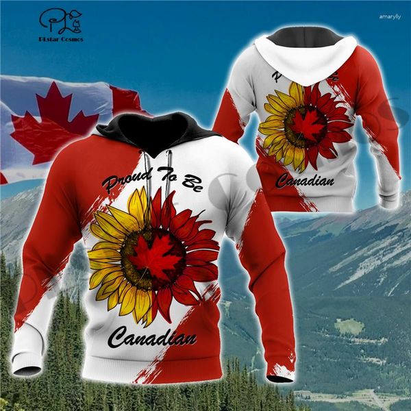 Con cappuccio maschile plstar cosmos 3dprinted est orgoglioso di essere bandiera canadese harajuku streetwear pullover causal