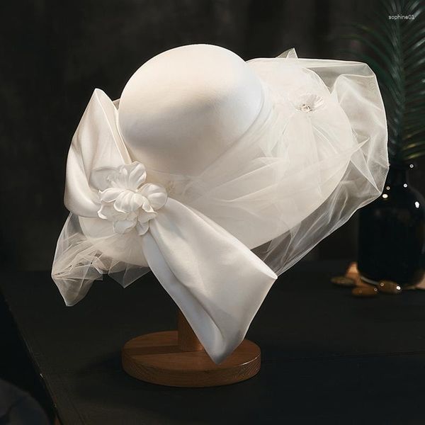 Copricapi romantici da donna cappello da matrimonio con cappello di tulle fatti a mano Accessori per feste da sposa