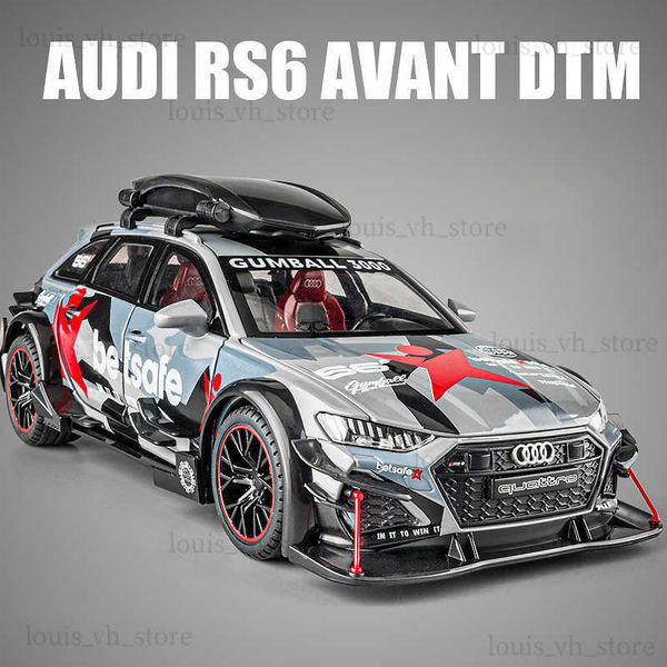 1 24 Audi RS6 DTM Modificado de veículo Ligante do veículo Modelo de carro Toy Diecasts Som de fundição de metal e brinquedos de carro leve para o veículo LDREN T230815