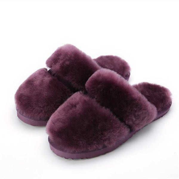 Hausschuhe 2021 Schöne Frauen Natural Sheepell Home Slipper Winter Frauen Innenschuhe Pelz Pelschern Wolle Flip Flops Slipper Lady Hausschuhe x230519