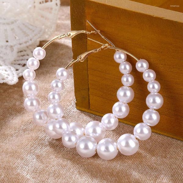 Orecchini a cerchio imitazione femminile Pearl Circle Coreano Fashi