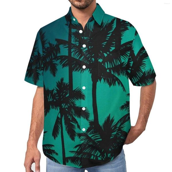 Camisas casuais masculinas Trepical Palm Tree Tree Hawaii Prinha de praia Camisa havaiana Blouses Funny Man Graphic Plus Size 4xl