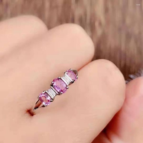 Anelli a grappolo naturale Sri Lanka Ceylon Pink Sapphire Anello di gioielli