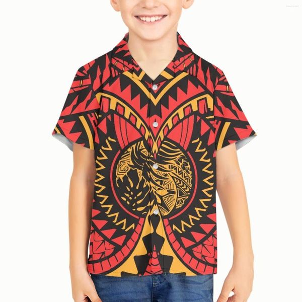 Herren lässige Hemden Kid Junge Polynesischer Stammes Tongan Totem Tattoo Tonga Drucke Unisex Kleidung Top Baby Hemd Kind Mädchen Bluse Urlaub Kleidung