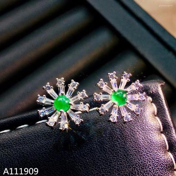 Orecchini per borchie Kjjeaxcmy Boutique Gioielli 925 Sterling in argento intarsio Naturale Emerald Gemstone di supporto delle donne