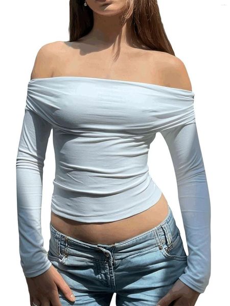 Magliette da donna t-shirt da donna falsa manica lunga a 2 pezzi Solido slim fit Ladies top per le casual da stretwear quotidiano
