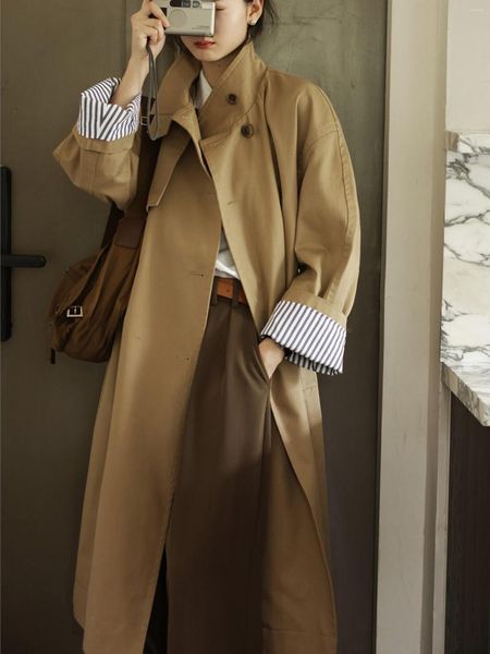 Frauen Trench Coats Frauen Herbst -Single Breasted Coat Korean Fashion High Street Lange Windbreaker weibliche Winter Vintage äußere Kleidung 2023