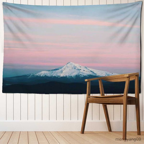 Wandteppiche Moderne Schneebereich Landschaft Malerei Tapisserie Wand hängend Naturlandschaft Wohnzimmer Wohnzimmer Dekor R230815