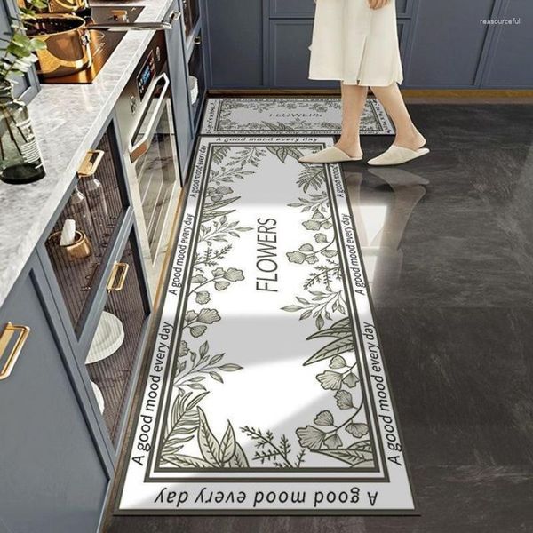 Tapetes de tapete de cozinha lavável capacho fannal tapetes piso tapete de corredor longo para corredor de corredor pu Pu de couro fácil de limpar