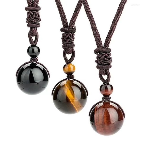 Anhänger Halsketten 16mm Tiger Augenstein Halskette natürliche Obsidian Amethyst Männer und Frauenliebhaber