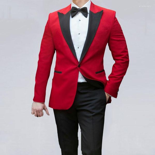 Herrenanzüge leistete die entwirkenden Männer für Hochzeitsbräutigam -Tuxedos Groomsmen Red Blazers 2 -Piece -Kostüm Homme Terno Maskulino Trajes Para Hombre