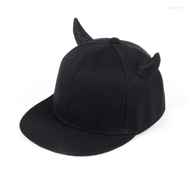 Top kapaklar sığır boynuz hip-hop şapka erkek kadın pamuk punk beyzbol kapağı snapback boynuzlu açık spor güneş vizör şapkalar