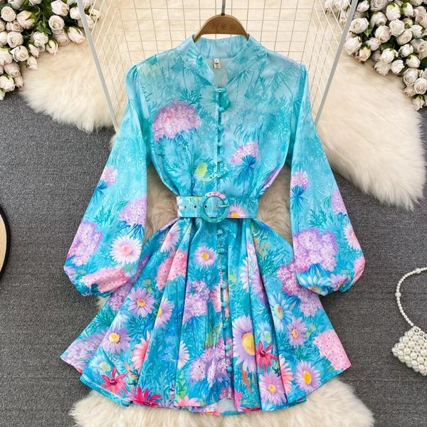 Vestidos casuais Merchall Spring Summer Designer Summer Flower Women Mini Fashion Ruffles