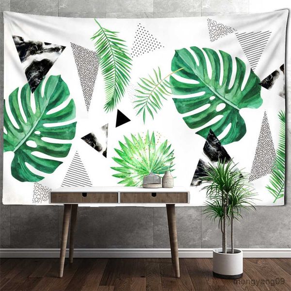Arazzi foglie di cocco foglie di arazzo muro appeso piante tropicali verdi hippie estetica decorazione per la casa r230815