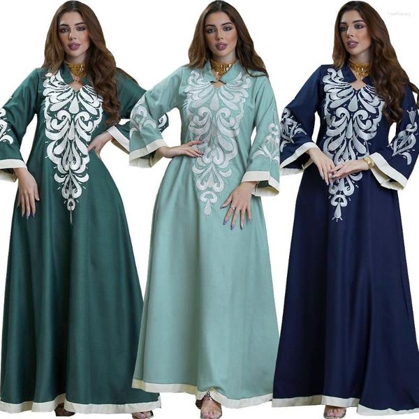 Etnik Giyim 2023 Arap Kanalları Uzun Elbiseler Abayas Müslüman Kadın Elbise Basit ve Zarif İslami Kuveyt Kadın Jalabiyat