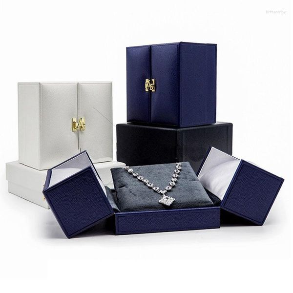 Bolsas de joalheria Double Open Couather Box Organizer proposta de casamento Anel de pendente Brangeart de pulseira de exibição de presente estojo de presente