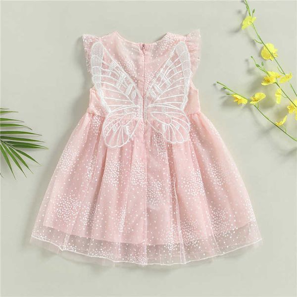 Mädchen Kleider Baby Mädchen Prinzessin Kleid Sommer Neugeborene Kleidung Niedliche Fliegenärmel Schmetterlingsflügel A-Linie Kleid für Urlaub Party