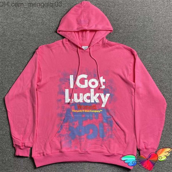 Мужские толстовки толстовок 2023FW Розовые ветерии Lucky Hoodie Women 1 1 Red Vetements Vintage Shampoo Vtm Woth -Whampirt большой Zipper Z230816