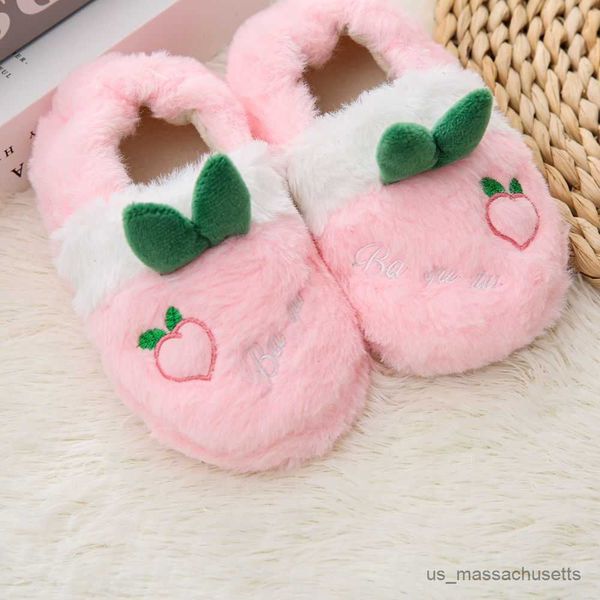 Slipper Winter Kaninchenkinder Pantoffeln warme Plüschgelb und rosa Jungen Mädchen Slipper Weiche Slip Kinder Heimschuhe R230815