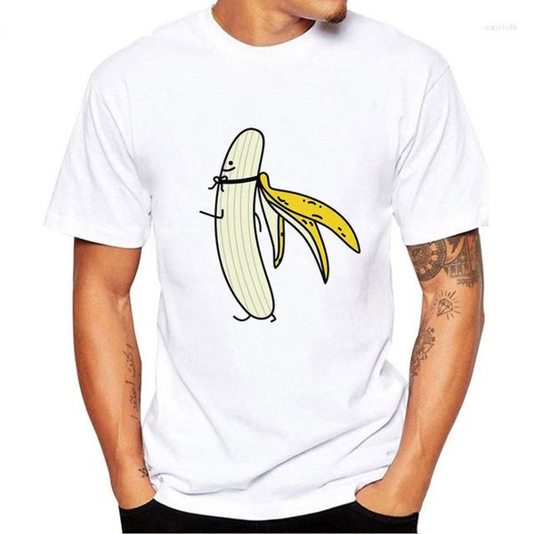 Camisetas masculinas 2023 Camiseta da primavera verão de manga curta de manga curta Casual Casual Camisa de Banana Creative Prind