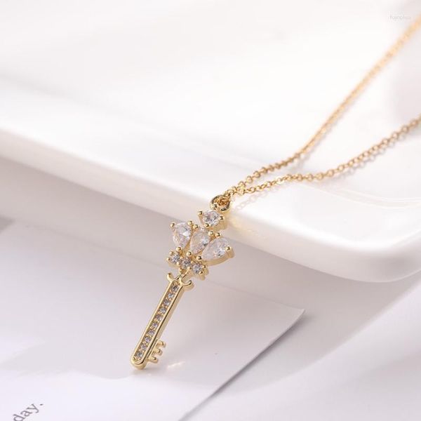 Catene Fashion Gold Ploted Micro Paved Women Women Cowelry Clavicle Chain Collana a sospensione a ciondolo