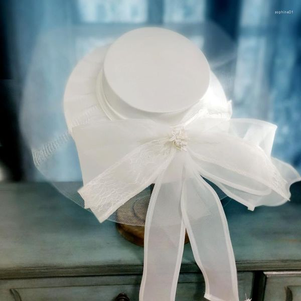 Kopfbedeckungen Weißer Hut für Hochzeitsfeier Frauen Braut Sonnenhaar tragen Accessoires 2023