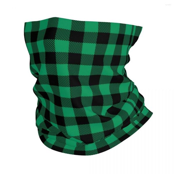 Шарфы Shamrock Leaf Green Plaid Bandana Neck Gaiter Печатная балаклава Magic Scarf Multi-Use Headwear Рыбалка для мужчин.