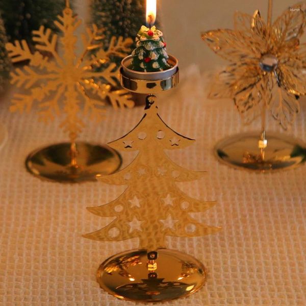 THIERS CANDOLE DESIGN UNICO Design Snowflake Candlestick Elegante base di metallo per la cena di Natale o il regalo per l'ufficio di casa