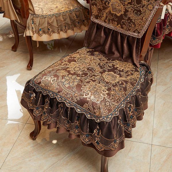 Coperture per sedie Copertura in stile europeo in tessuto jacquard da pranzo cuscino non slip quattro stagioni decorazioni familiari universali
