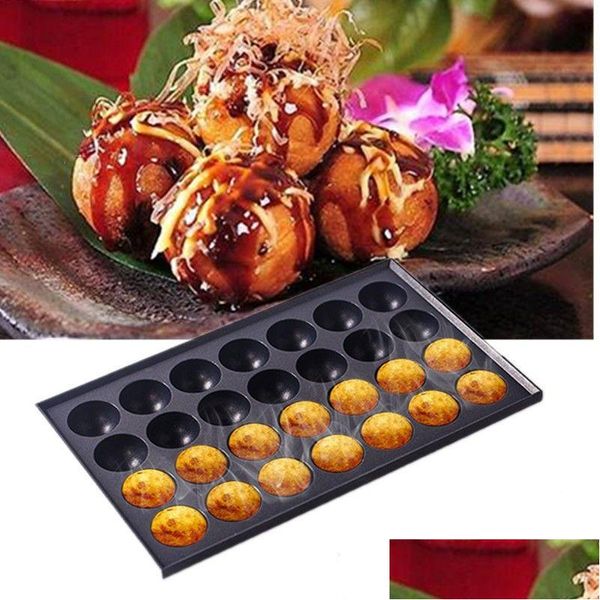 Pişirme tabakları tavalar 18 delik / 28 Ticari Takoyaki Hine Maker Yapışmaz Pan Plakası Döküm Alüminyum Ahtapot Ball Köfte Ocak Gril DHXD4