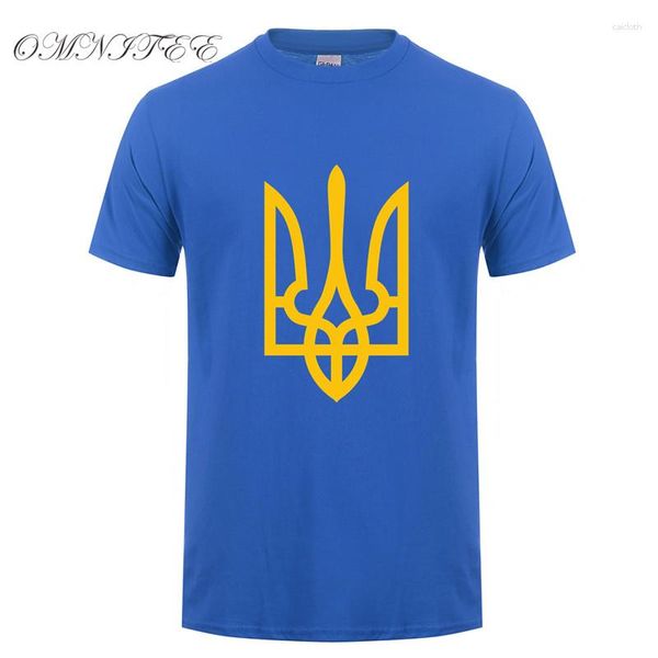 Herren-T-Shirts Omnitee Summer Fashion Ukraine Shirt Männer Kurzarm Baumwolle Ukrainische Logo T-Shirts Camisetas Herren Kleidung OT-736