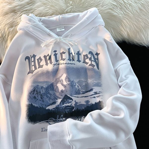 Damen Hoodies Sweatshirts Street Snow Mountain Print mit Kapuze mit drei Farben dicker dünner Pullover Männer und Frauen in der Marke European American Style Paare 230814